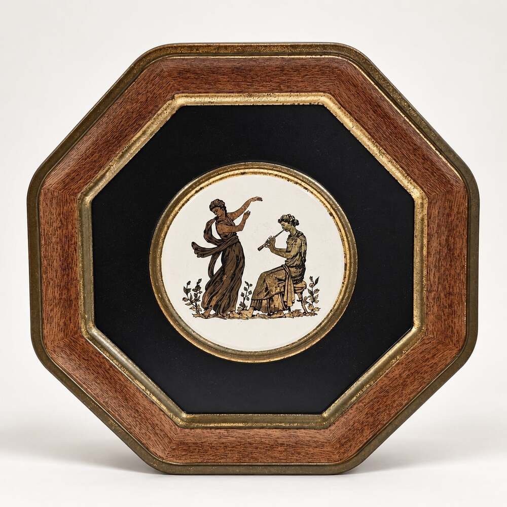 Vintage Guildcraft Octagon Metal Tin Greek Roman Double Sided Toleware Decor